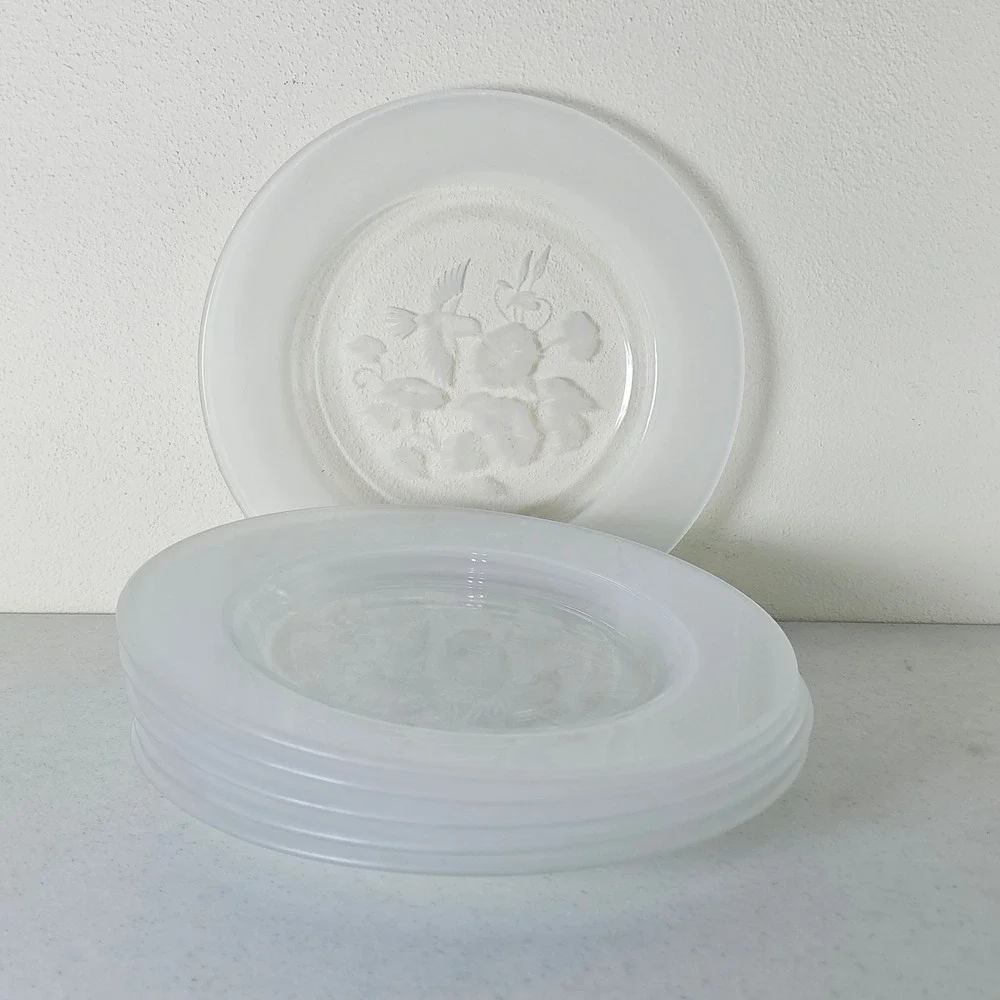 Set Of  6 Vintage Avon hummingbird 24 %‎ LEAD CRYSTAL LUNCHEON PLATE 8